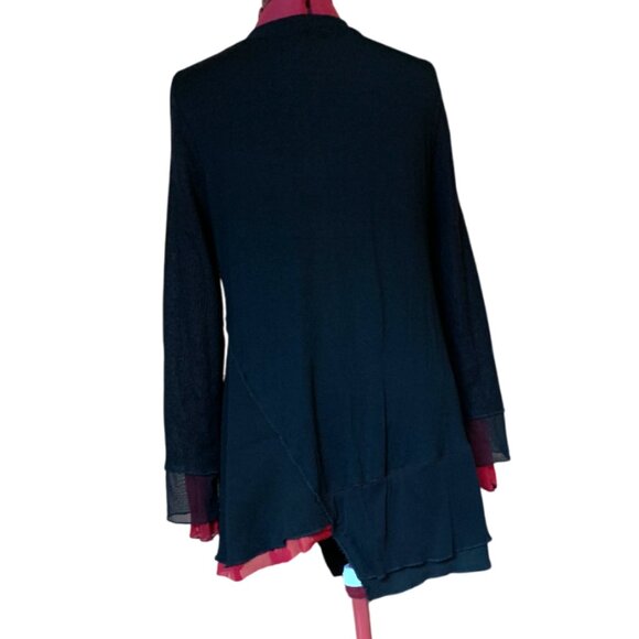 NESS -  XL Asymmetrical Tunic Top Black Gray Abstract Print Long Sleeve - Picture 3 of 11